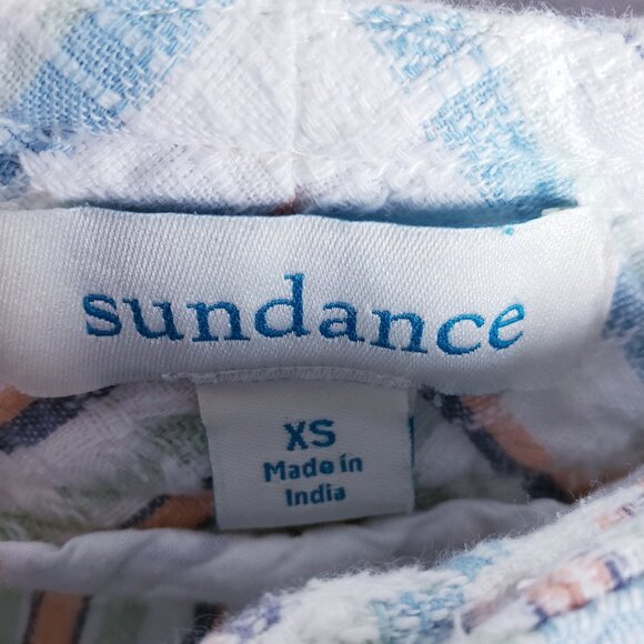 SUNDANCE Gigi Pants Straight Leg Green White Plaid Cotton XS Bohemian Resort - Picture 5 of 11